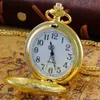 Pocket horloges vintage hollow gouden octopus flip pocket mode unisex kwarts es ketting metalen klok voor mannen vrouwen y240410