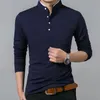 SHiONFA Men's Pure Cotton Tshirts Mandarin Collar Long Sleeve Comfy Shirt Single-breasted Soft Upper Outer for Spring Autumn 240407