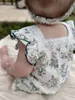 Milancel Nieuwe zomerbabymeisjes Rompelt een-stuk peuter zoete groene bloemen jumpsuit met haarband baby-outfits