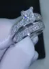 Tamanho do luxo 5678910 Jóias 10kt Gold branco preenchido com topázio Princesa corte simulado diamante anel de casamento Presente com Box67098884824468