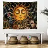 Burning Sun Vintage Floral Plantes et laisse un escargot hippie mystique et un mur de tapisserie hippie suspendu pour décoration de chambre