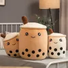 Cute Ice Cream Head Boba Plushie Toy Soft Stuffed Milk Tea Hug Pillow Balls Bubo Tea Cup Cushion