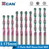 XCAN Ball Nose End Mill 3.175mm Shank 2 Flute Carbide Endmill Super Coating CNC Router Bit Milling Cutter for Aluminum Cutting