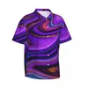 Men's Casual Shirts Abstract Marble Beach Shirt Liquid Print Hawaii Male Vintage Blouses Short Sleeve Comfortable Custom Top