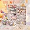 Organizatorzy biurka Kawaii Cute Korean Stationery Plastic Organizer Box Pudownia biżuteria do przechowywania pudełka na szkołę domową