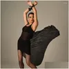 Bühnenverschleiß 2024 Latin Tanz Performance Kleid für Frauen y Mesh Irregar weibliche Chacha Rumba ADT DQS15798 DROP -DELUFTRAG KINEL OTJBE