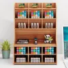 Parts Multifunction Wooden Desktop Pen Holder Office School Stationery Storage Stand Case Desk Pen Pencil Organizer