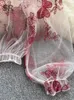 Blouses femininas Sirboidery Camisa de malha transparente Women Slash pesco