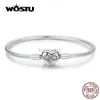 Bangle Wostu Heart Infinity 100% 925 Sterling Silber Rosa Zirkon Charm Brabage für Frauen Mode Schmuck CQB142 240411