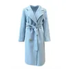 Lady Herbst Winter Trench Coats 2023 Real Woll Cashmere Long Coat Women Mantel mit Gürtel QN5551