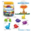 Barn Montessori Sensory Education Toy Dinosaur Matchning Letter Number Färgform Sortering Game Parish Tidig Learning Toys Gift