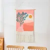 Tapisses esthétique mur de tapisserie suspendue avec des glands feuilles florales imprimées pour le salon chambre art décoration intérieure