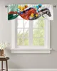 Arena Horse Racing Colorful Window Curtain Kitchen Cabinet Coffee Tie-Up Valance Curtain Rod Pocket Short Curtain