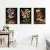 Smakelijk vlees en ingrediënten keukenmuurposter canvas schilderijen pasta noedels vliegende eten muur kunst foto restaurant huisdecor