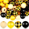 20pcs Perles en bois colorées 16 mm Perles en bois lâches avec trous Rustic Farmhouse Round Perles pour DIY Garland Christmas Home Decor