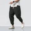 Calça de corrida masculina rua de rua solteira linho de algodão casual homem de harém de harém harajuku homens de tamanho grande 5xl 240409