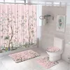 Cortinas de ducha Flores Trez de pájaros Cortina de mariposa Juego de primavera retro Floral Asiático Oriental Arte Chino Arte Creativo Decoración de baño