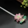 Lotus Flower Hair Sticks para mulheres chinesas Hanfu Hair Accessoreis Girls Party Cristal Hair Clasp Capace Jóias de Cabelo Antigo