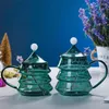 Mugs 400/500ml For Creative Christmas Tree Cup Tea Coffee Mug With Lid Star Spoon Drinking Glass Xmas Day Year Valentine