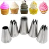 Bakningsverktyg 5st stora metallkakor Cream Decoration Tips Ställ bakverk Rostfritt stål Piping Icing Nozzle Cupcake Head Dessert Decorators