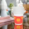 Engångskoppar sugrör kinesiska bröllopsvatten glas stil papper kopp enkel kreativ dryck mönster plast