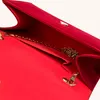 Suede Clutch Bag med Pearl Vintage Red Box Form Topphandtag Små märke Luxury Woman Bag For Wedding Party Designer Handväska