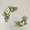 Decoratieve bloemen 2 -st bruiloft Arch Romantische kunstmatige bloemen swag groene bladeren bloem voor pure gordijnen stoel Arbor ceremonie