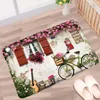 Bath Mats Scenery Bathroom Mat Town Garden Spring Plant Flower Pattern Non-slip Rugs Flannel Home Decor Kitchen Doorway Aisle Carpet