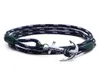 Bracciale di ancoraggio in acciaio inossidabile blu scuro a 4 dimensioni MEDITERRARIE SUD SUD 3 Green Rope Bracciale Tom Hope con scatola Th103529556