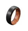 8 mm zwarte wolfraamcarbide ring met whisky vat houten heren trouwband70731088660522