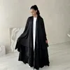 Etniska kläder 2024 Ramadan Open Abaya Dubai Cardigan muslimsk kappa arabklänning med bälte kalkon abayas för kvinnor kimono islamisk kaftan