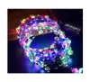 Party Favor Flashing LED Strings Glow Flower Crown pannband Lätt Rave Floral Hair Garland Luminous Wreath Wedding Presents WQ479 DR5786694