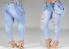 Femmes jeans hauts hauts skillons sketny stretwear streetwear dames trous bandage lavé pantalon crayon denim pantalon 2204237694149
