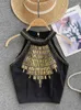 Women's T Shirts 2024 Sexy Hanging Neck Strap Tank Top For Women Stamped Slim Fit Short Open Navel A10