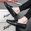 Casual Shoes Formal Outdoor Leather Men's Upscale Slip On Gentleman Loafers Round Toe Comfortable Stylish Flats Man