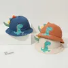 Mignon Dinosaur Baby Chatme Couleur solide Cartoon Broidered Basin Catchin pour tout-petit chapeau de soleil Sum