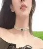 fashion double pearl diamond necklace fashion high grade atmosphere letters clavicle chain choker chain7913483