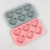 6 Cavities Valentine's Day Heart Silicone Baking Mold Love Chocolate Candy Biscuit Ice Mould Cute Gifts Soap Candle Making Set