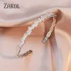 Bangle Zakol Fashion Cubic Zirconia Decor Cuff Bangle for Women qudzoidal Zircons Bracelets Party Bud Wedding Gift 240411