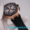 Zegarek Male AP nadgarstek Zegarek męski Royal Oak 26420Ro Black Disc Chronograph Rose Gold Watch Automatyczny mechaniczny Szwajcarski Luksusowy Sport Sports Watch Pełna średnica 43 mm