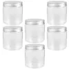 Lagringsflaskor 6 st mini transparent silver aluminium lock mason burk bred mun flaska blommor set sylt tätning burkar