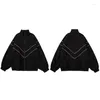 Herrenjacken Hip Hop Varsity Jacke Männer Frauen reflektierende Streifen Dünne lose Windbreaker Street Übergroße Stand-up-Halsband Zip-up Unisex