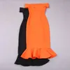 Casual jurken Orange Slash Neck Strapless Bodaycon Kindage Mouwloze Mermaid Dress Women Elegant Celebrity Evening Party Groothandel