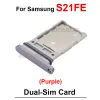 Für Samsung Galaxy S21 Fe Single- und Dual SIM -Karten -Karten -SIM -Tablett -Sockel -Slot -Reparatur Ersatzteile Blau Weiß