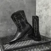 Stiefel Western Cowboy -Stiefel bestickte Lederschuhe Herren High Top English Stil Reitstiefel Comfy Slip auf männlichen lässigen Lederschuhen