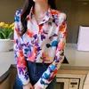 Women's Blouses FANIECE Camisas Vintage Print Button Up Shirt Ladies Tops 2024 Casual Streetwear Long Sleeve Beach Oversize Women