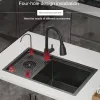 High Pressure Cup Wasker Kitchen Sink Nano Handgjorda Single Slot Reversible Left under bordet Sink Home Kitchen Accessories