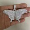 HQ Gems Solid s sier iced Out Diamond Hip Hop Jewelry Colliers Moisanite Butterfly Pendant Men