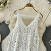 Casual Dresses Knitted Hollow Beach Dress Sexy Lace Crochet Suspender For Women Bikini Swimsuit Boho Cover-up