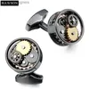 Cuff Links Hawson Gun Plated Withlinks Groomsmen Greammen Gift Mechanical Black Cuff Links Y240411